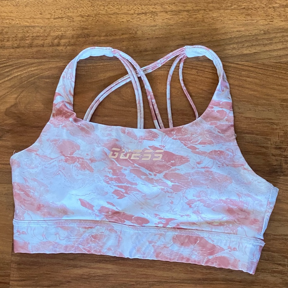 Guess Pink Marble Sports Bra, S‎
